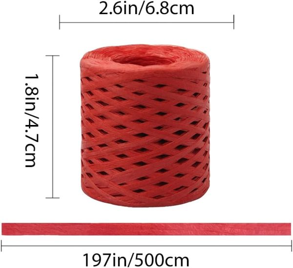 Raffia Ribbon Gift Wrapping 4 Rolls Raffia Ribbon String Kraft Packing Paper Twine for Gifts Packing Decoration(Total 656 Feet) - Image 2