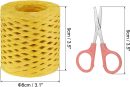 Raffia Paper Craft Ribbon Assortment Kit, Natural Raffia String with Scissor for Gifts, Flower Bouquets, Decoration, Yellow, 218 Yards