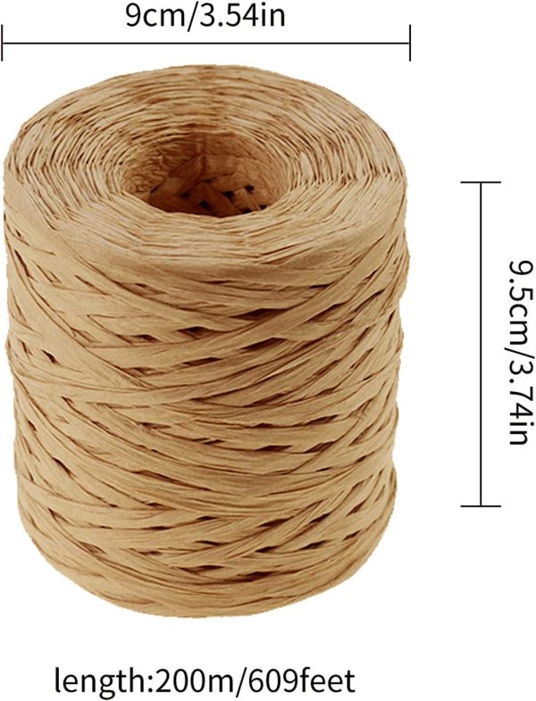 218 Yards Raffia Paper Craft Ribbon Packing Paper Twine, 1/4 Inch by 218 Yards (Kraft) - Image 2