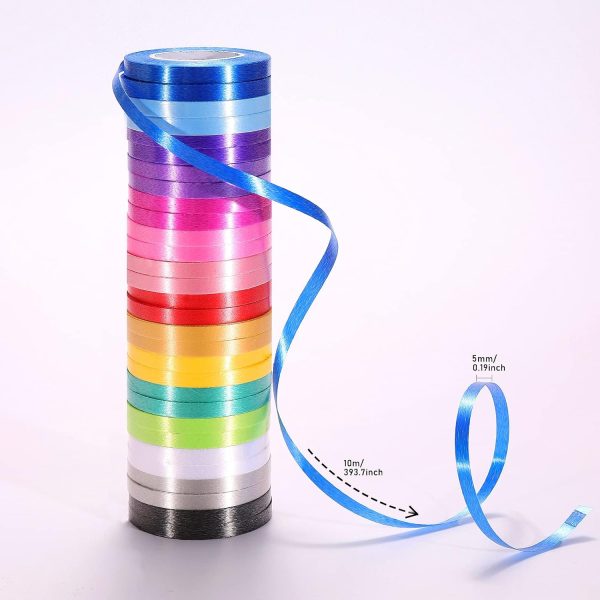 30 Roll 15 Colors Curling Ribbons for Crafts Bows Present Wrapping Florist Wedding Party Festival Art Craft Decor, Separate Rolls, 11 Yards Per Roll, 3/16 Inch Wide 3/16" - Set1 - Image 2