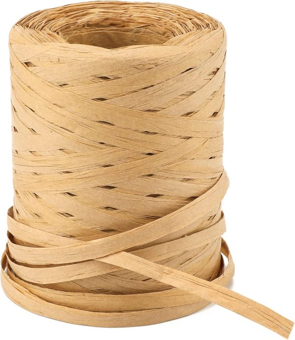 656 Feet Natural Raffia Paper Ribbon Twine Strings,1/4 Inch Kraft Raffia Twine Sturdy Packing Paper Craft Ribbon for Florist Bouquets Decoration Christmas Festival Holiday Gift Wrap DIY Crafts