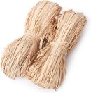 100g Natural Raffia Paper Ribbon, Raffia Ribbon Perfect for Crafts Weaving or Bouquets Decoration, Christmas Raffia Gift Wrap Ribbon Total 2 x 50g