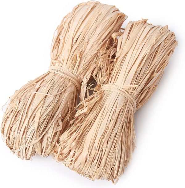 100g Natural Raffia Paper Ribbon, Raffia Ribbon Perfect for Crafts Weaving or Bouquets Decoration, Christmas Raffia Gift Wrap Ribbon Total 2 x 50g