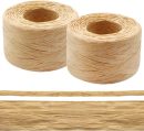 2 Rolls Natural Raffia Paper Ribbon Matte Twine Raffia Ribbon Paper Decorative String for Festival Gift Wrapping, Crafts and DIY 1/4" Wide by 330 Feet Each Roll (Natural Color)