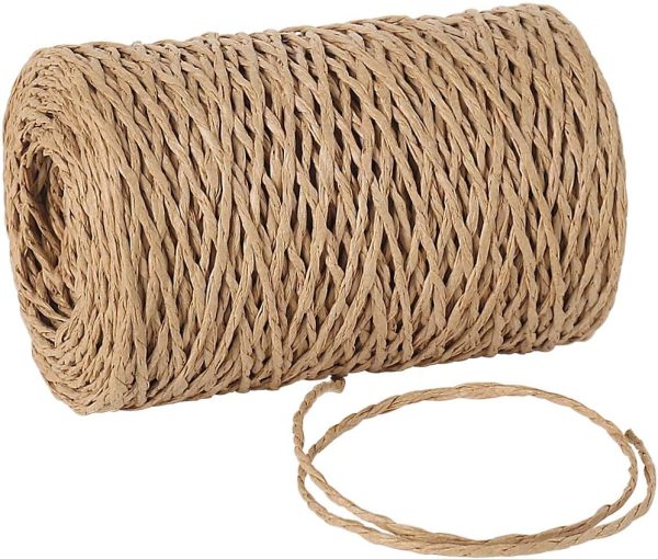 Paper String, 328 Feet 2mm Craft Raffia Ribbon for Gift Wrapping, Natural Raffia Yarn for Crocheting, Crafting, Packing, Christmas Decorations
