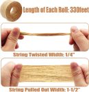 2 Rolls Natural Raffia Paper Ribbon Matte Twine Raffia Ribbon Paper Decorative String for Festival Gift Wrapping, Crafts and DIY 1/4" Wide by 330 Feet Each Roll (Natural Color)