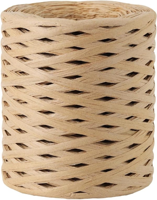 656 Ft Raffia Paper Ribbon - Natural Twisted Paper Ribbon for Gift Wrapping, Crafts & Weaving - 1/4 Inch Width (Kraft)