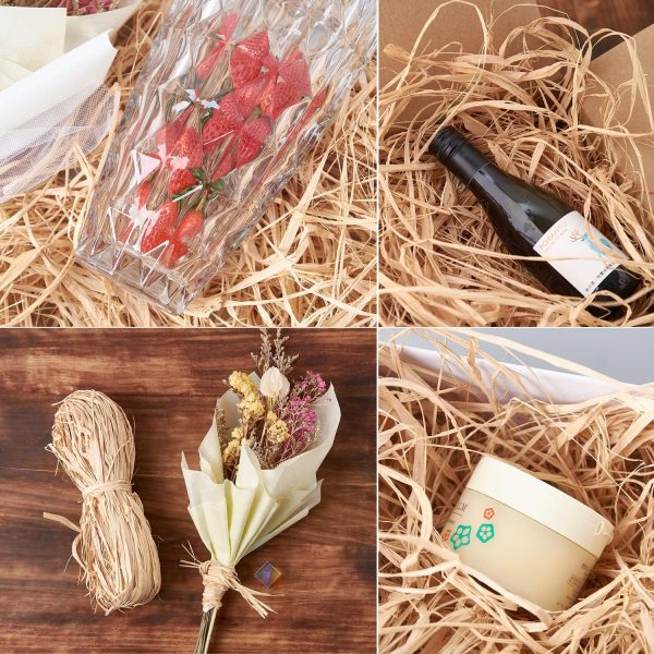 100g Natural Raffia Paper Ribbon, Raffia Ribbon Perfect for Crafts Weaving or Bouquets Decoration, Christmas Raffia Gift Wrap Ribbon Total 2 x 50g - Image 2
