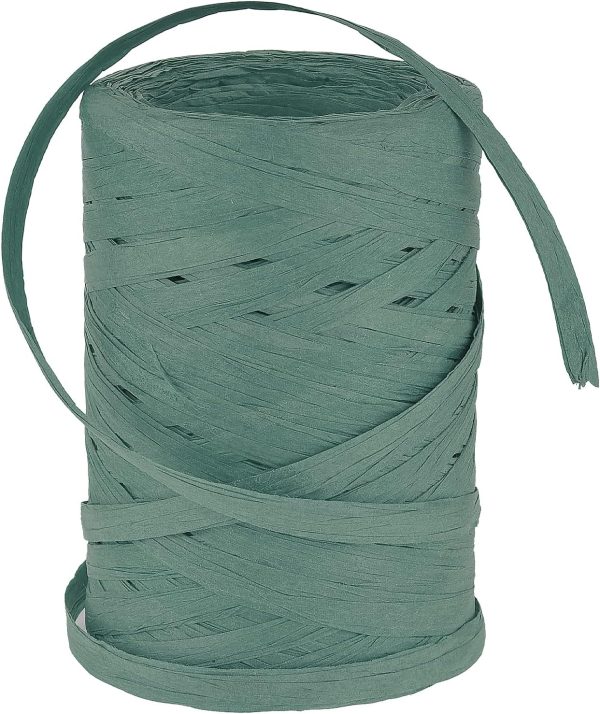 Raffia Paper & Yarn Gift Wrap & Decor Craft Pack, Twin 1.5'' Wide Raffia Yarn for Crocheting, 109 Yards (Green)