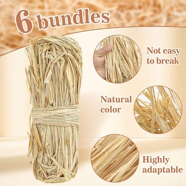 Natural Raffia Ribbon - 6PCS Raffia Straw for Florist Bouquets Decoration Crafts Ribbon for Wrapping Christmas Birthday - Image 2