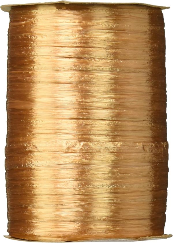 1/4'' Wide Pearlized Raffia Ribbon, Gold, 100 Yards, 7MM