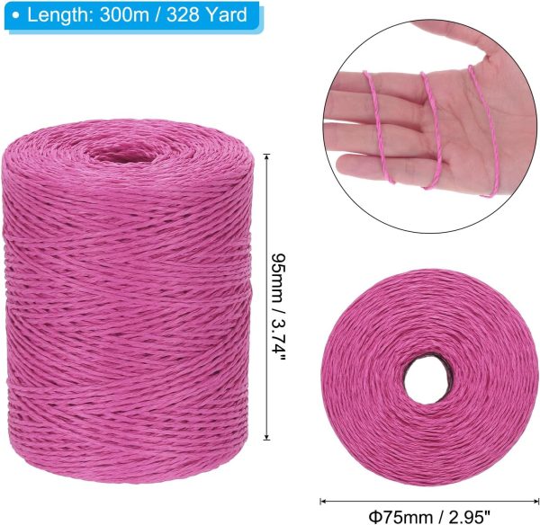 Natural Cotton Raffia Yarn 328 Yard, Crochet Raffia Paper Ribbon for DIY Sun Hat Beach Bag Crochet Yarn Wrapping Knitting, Rose - Image 2
