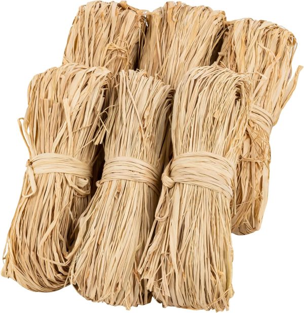 Natural Raffia Ribbon - 6PCS Raffia Straw for Florist Bouquets Decoration Crafts Ribbon for Wrapping Christmas Birthday